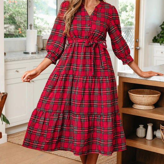 Holly & Joy Plaid Midi Dress 🎄