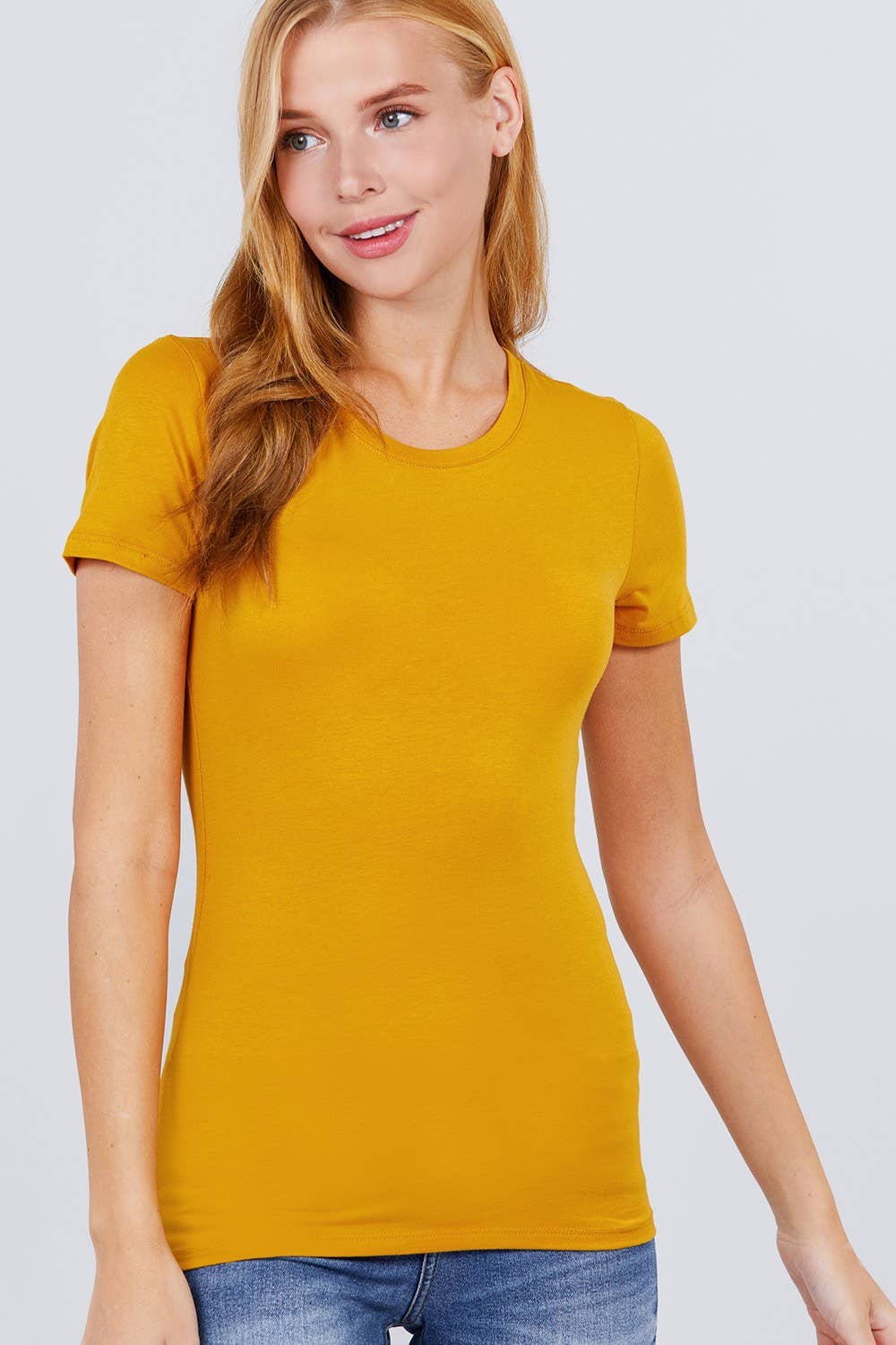 `.FITTED SHORT SLEEVE CREW NECK COTTON JERSEY TOP