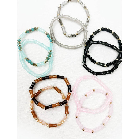 Stone Design Cross Beaded Stretch Bracelet