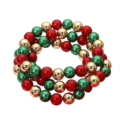 3PCS - Christmas Beaded Stretch Multi Layered Bracelets