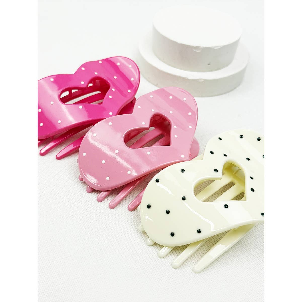 Polka Dot Heart Flat Hair Clip