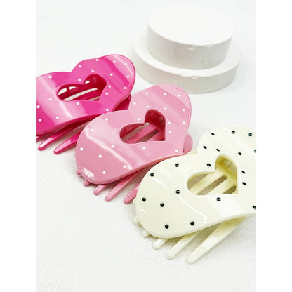 Polka Dot Heart Flat Hair Clip