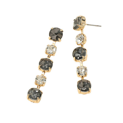 Round Stone Cluster Link Drop Earrings- Gold Dipped