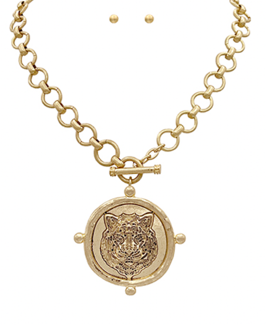 Tiger Head Coin Necklace (Gameday Accessory)