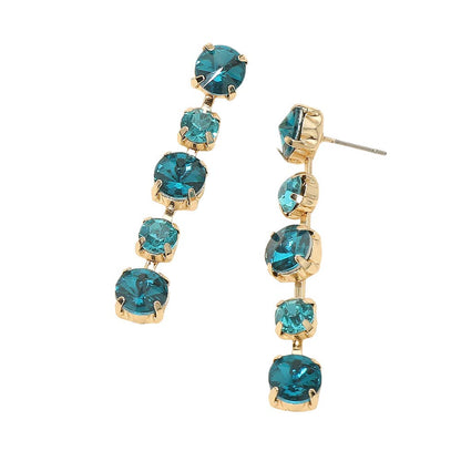 Round Stone Cluster Link Drop Earrings- Gold Dipped