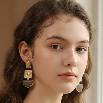 Bold Geometric Drop Statement Earrings