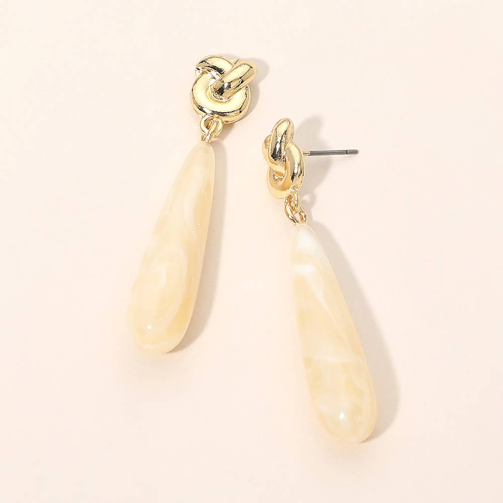 Knotted Top Resin Teardrop Drop Earrings