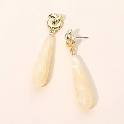 Knotted Top Resin Teardrop Drop Earrings
