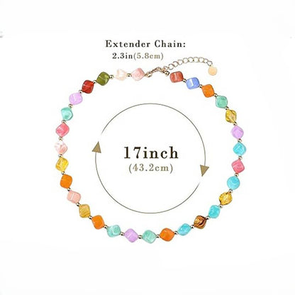 Adjustable Dopamine-Colored Resin Bead Necklace