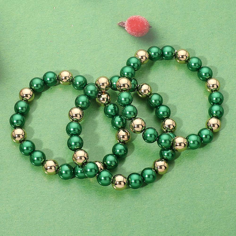 3PCS - Christmas Beaded Stretch Multi Layered Bracelets