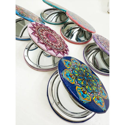 Mandala Double Sided Circle Cosmetic Mirror