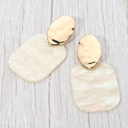 Resin Geometric Plate Drop Statement Earrings
