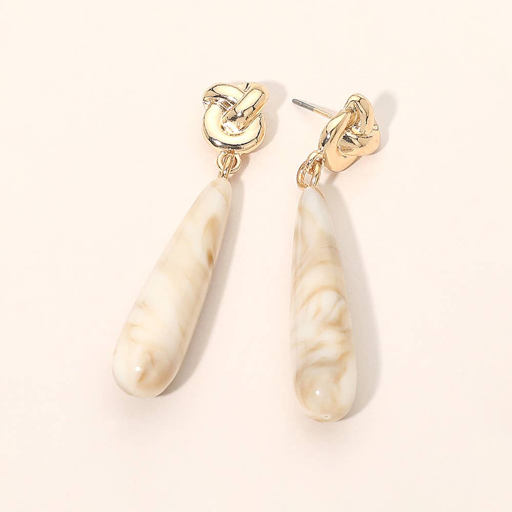 Knotted Top Resin Teardrop Drop Earrings