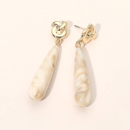 Knotted Top Resin Teardrop Drop Earrings