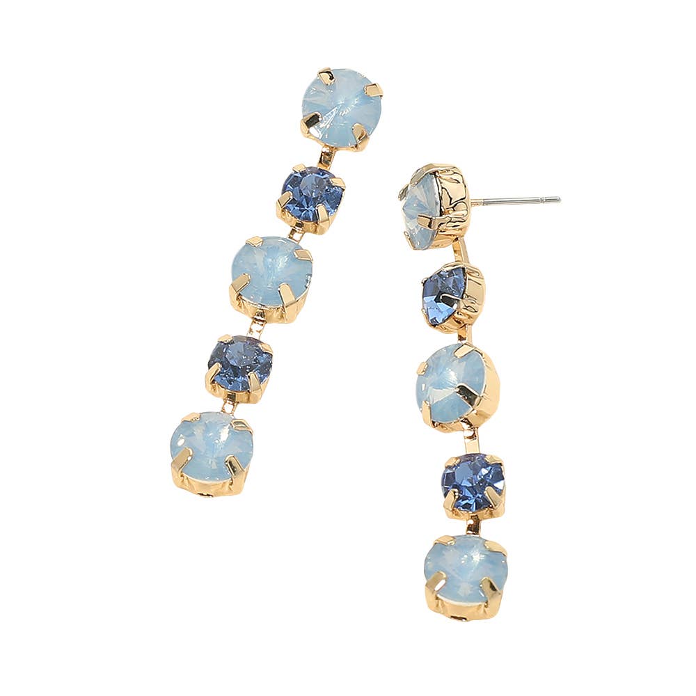Round Stone Cluster Link Drop Earrings- Gold Dipped