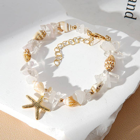 Natural Gravel Beach Conch Shell Handmade Alloy Bracelet
