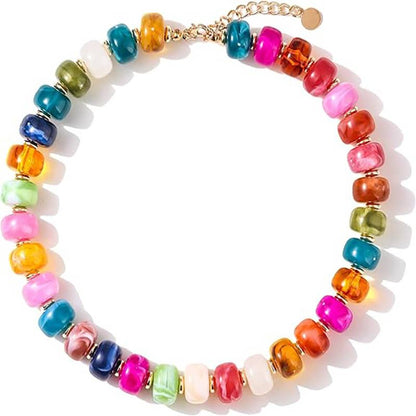 Adjustable Dopamine-Colored Resin Bead Necklace