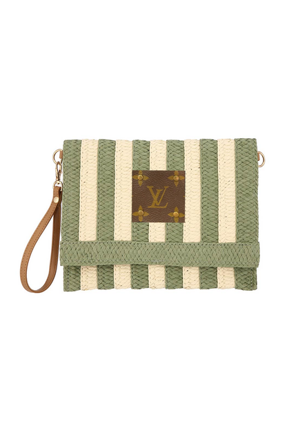 Louis Vuitton - Upcycled Striped Straw Clutch Wristlet Crossbody