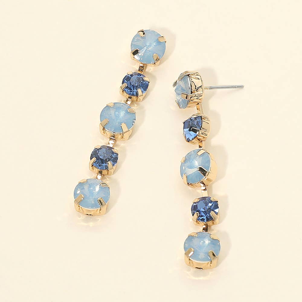 Round Stone Cluster Link Drop Earrings- Gold Dipped
