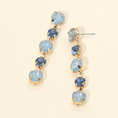 Round Stone Cluster Link Drop Earrings- Gold Dipped