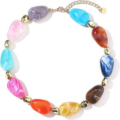 Adjustable Dopamine-Colored Resin Bead Necklace