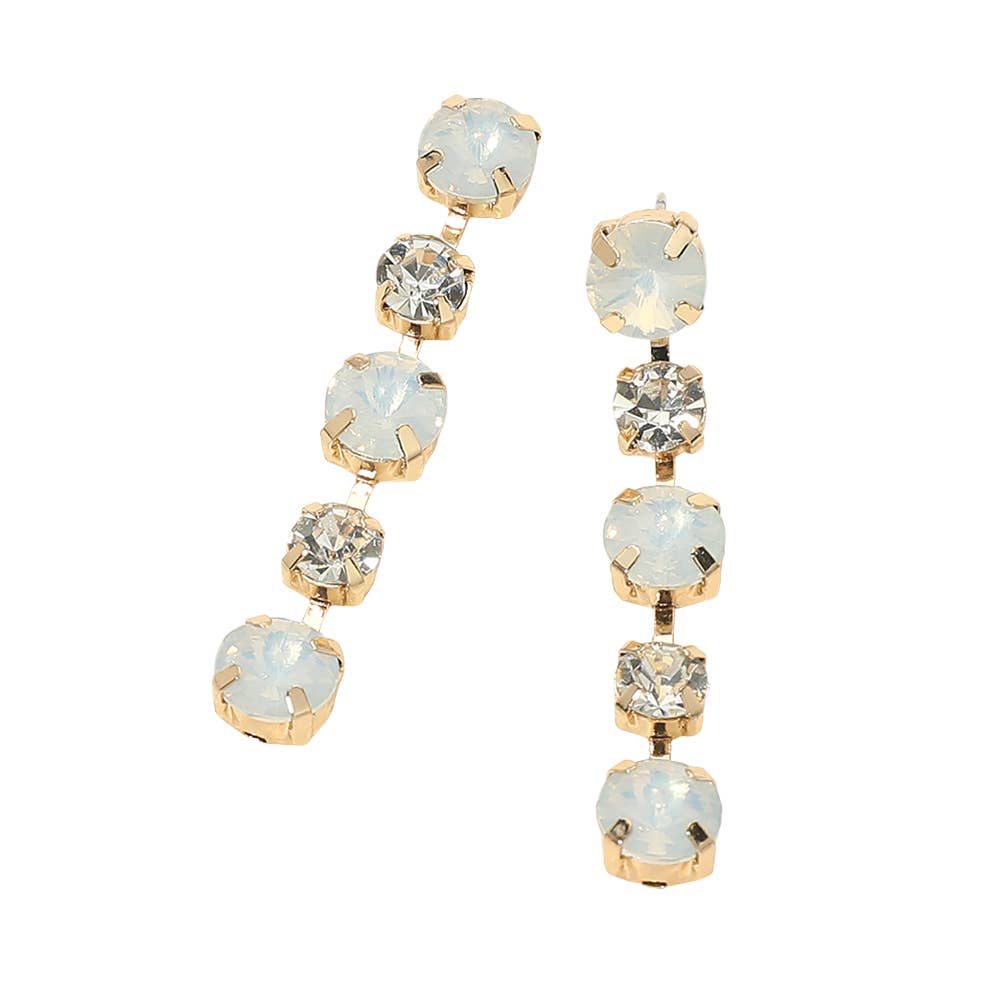 Round Stone Cluster Link Drop Earrings- Gold Dipped