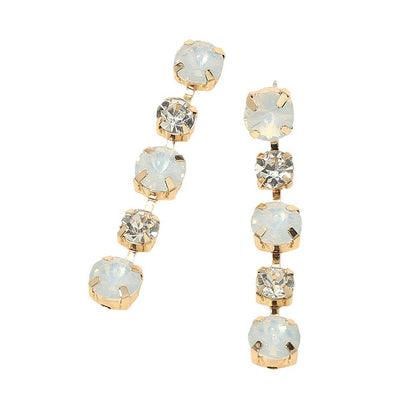 Round Stone Cluster Link Drop Earrings- Gold Dipped
