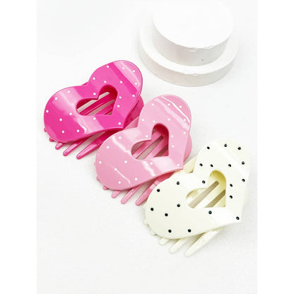 Polka Dot Heart Flat Hair Clip