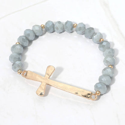 Brushed Hammered Metal Cross Bracelet
