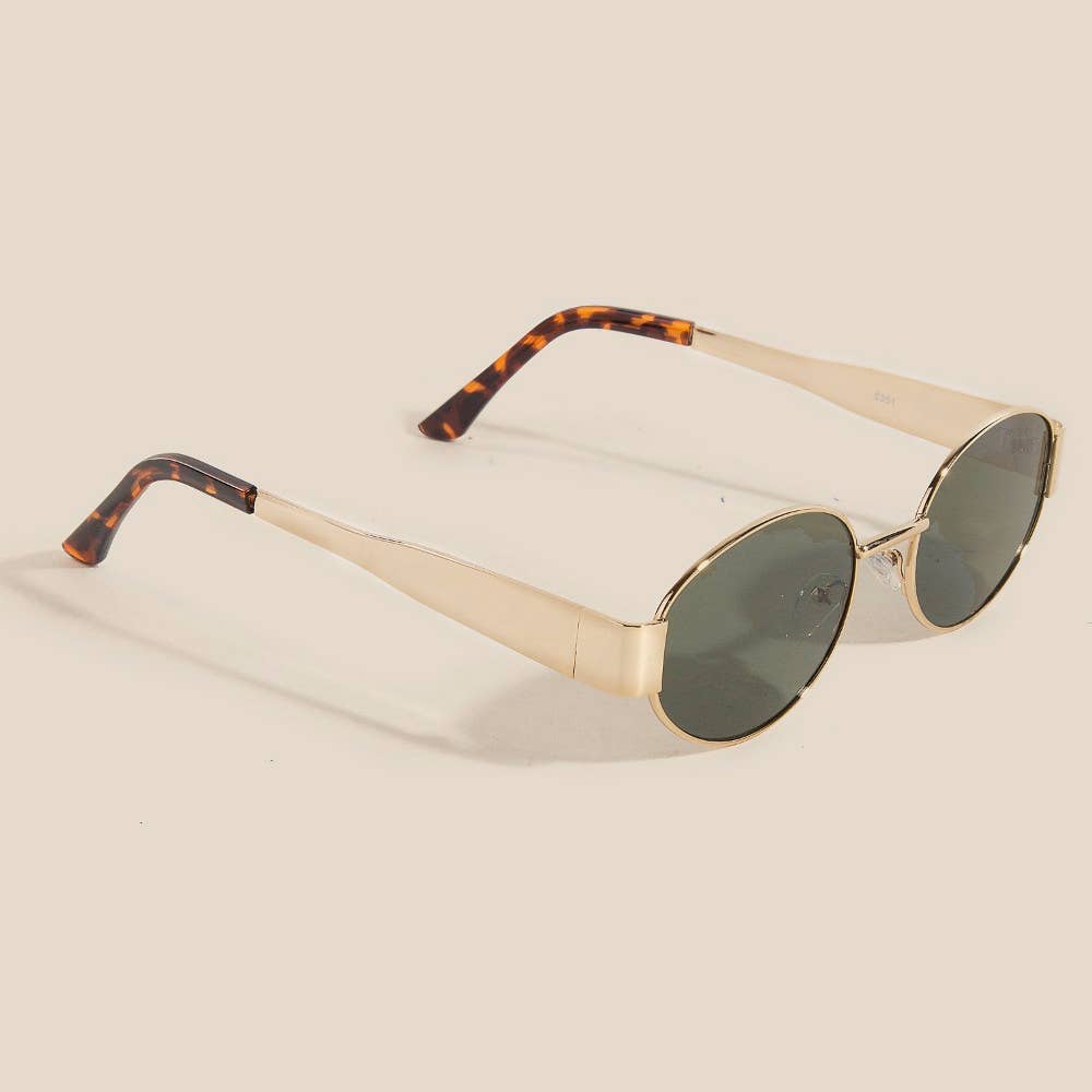 Metal Frame Oval Lens Sunglasses Set