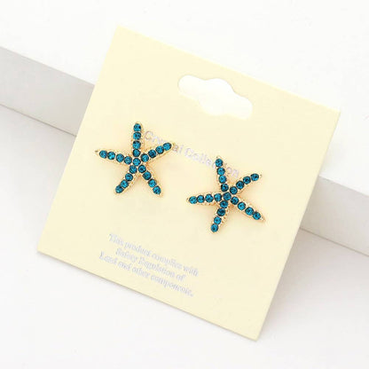 Crystal Starfish Stud Earrings