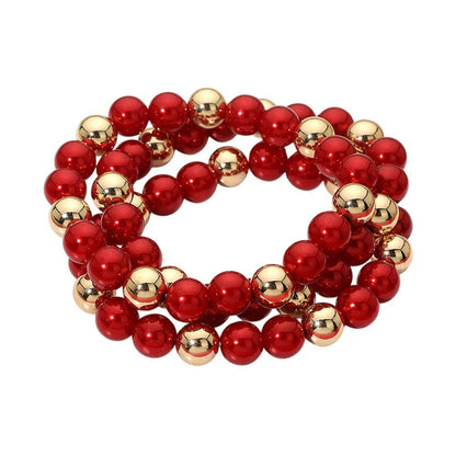 3PCS - Christmas Beaded Stretch Multi Layered Bracelets