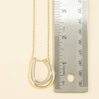 Horseshoe Pendant Necklace- Two Tone