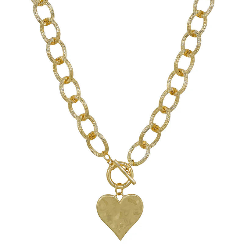 Chunky Chain w/ Heart Charm Necklace
