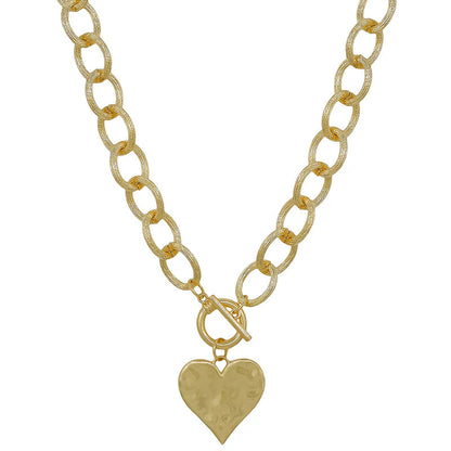 Chunky Chain w/ Heart Charm Necklace