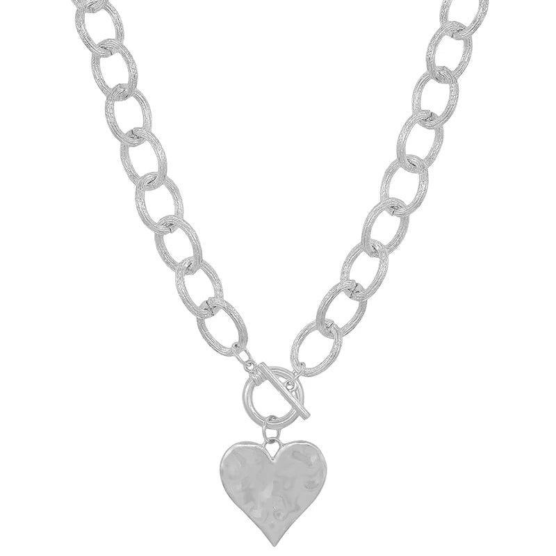 Chunky Chain w/ Heart Charm Necklace