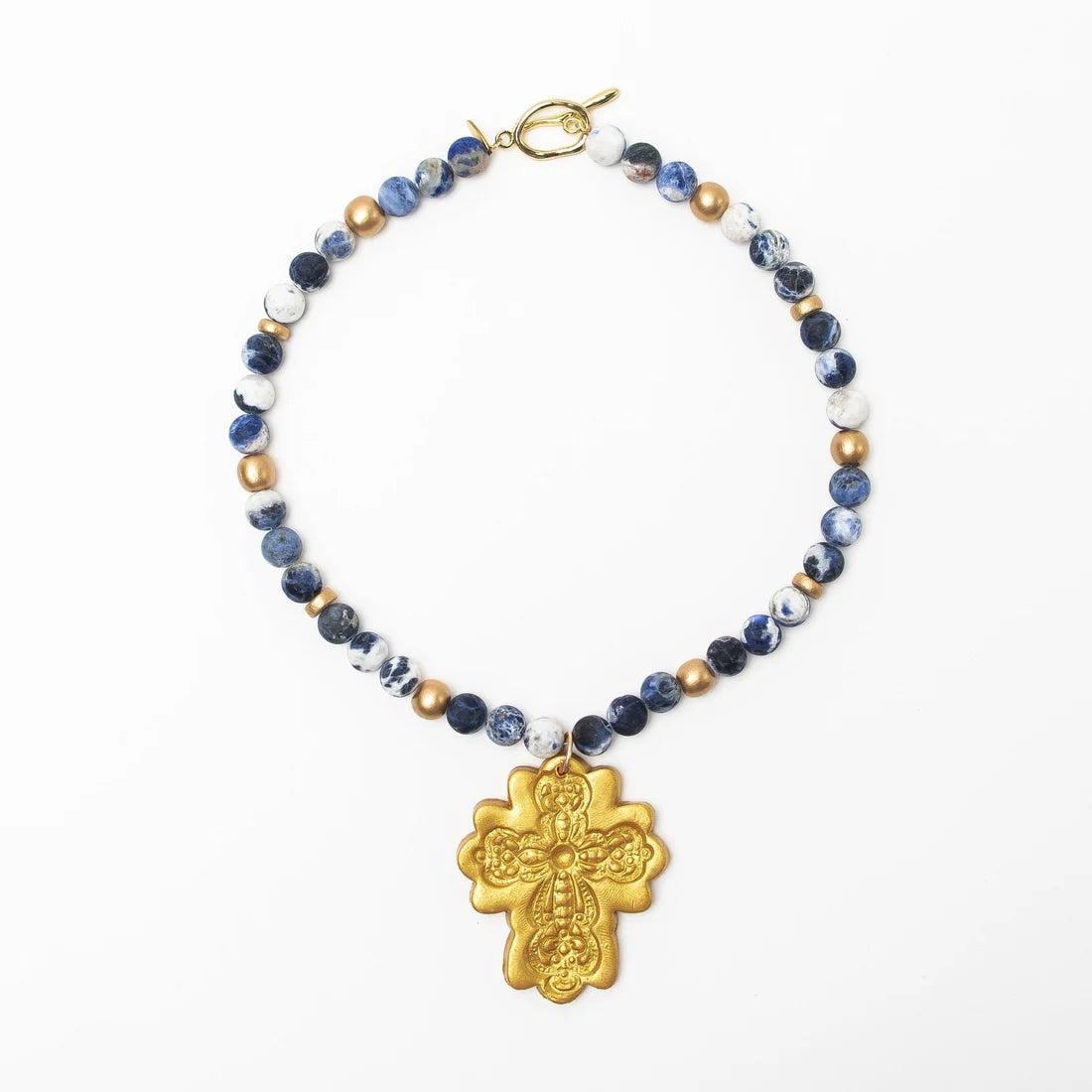 Blue Sodalite with Cherrie Cross Necklace by Hidden Truth