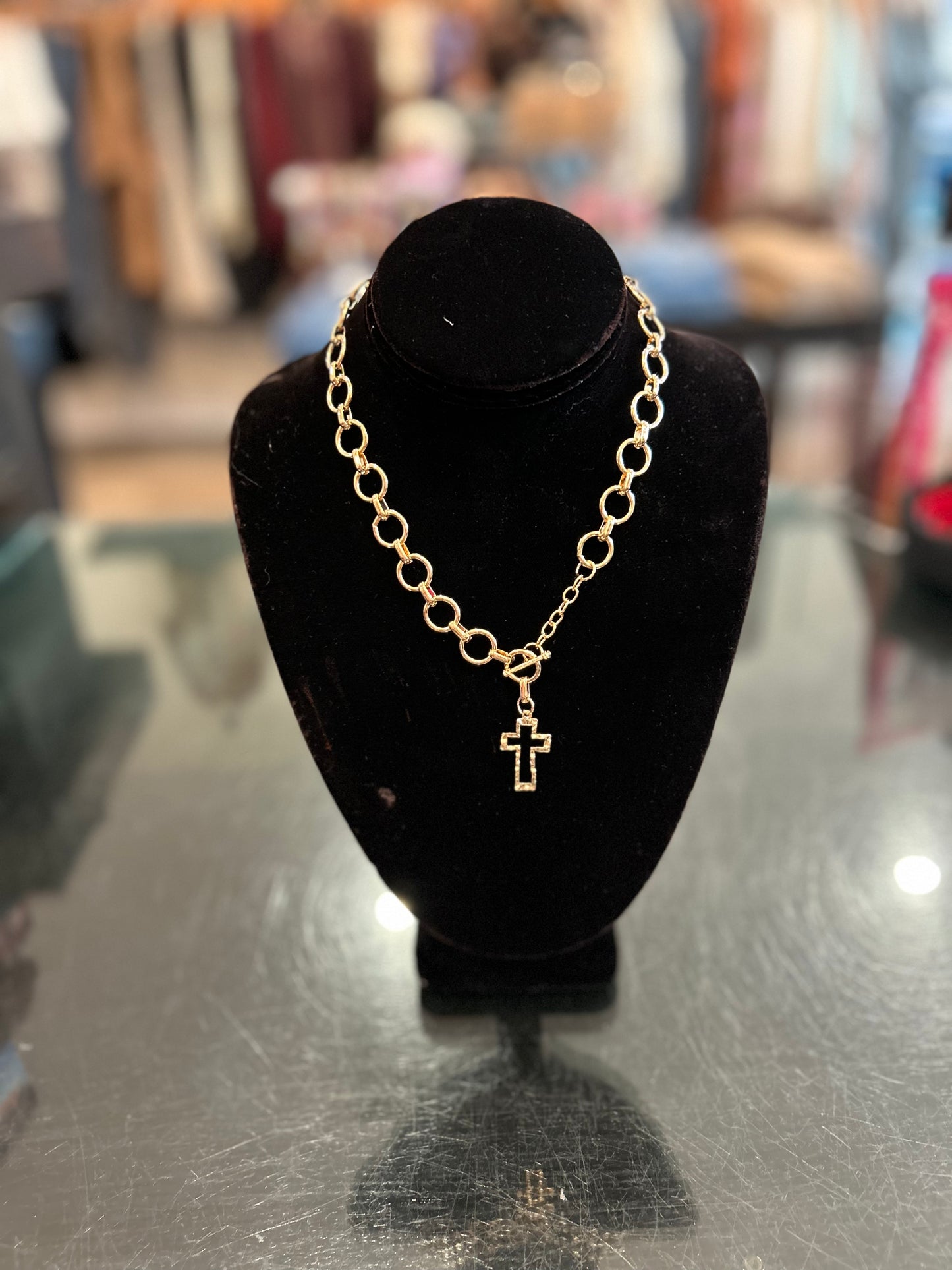 Faithful link cross necklace