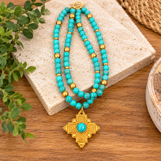 Turquoise Double Ellie Gem Necklace by Hidden Truth