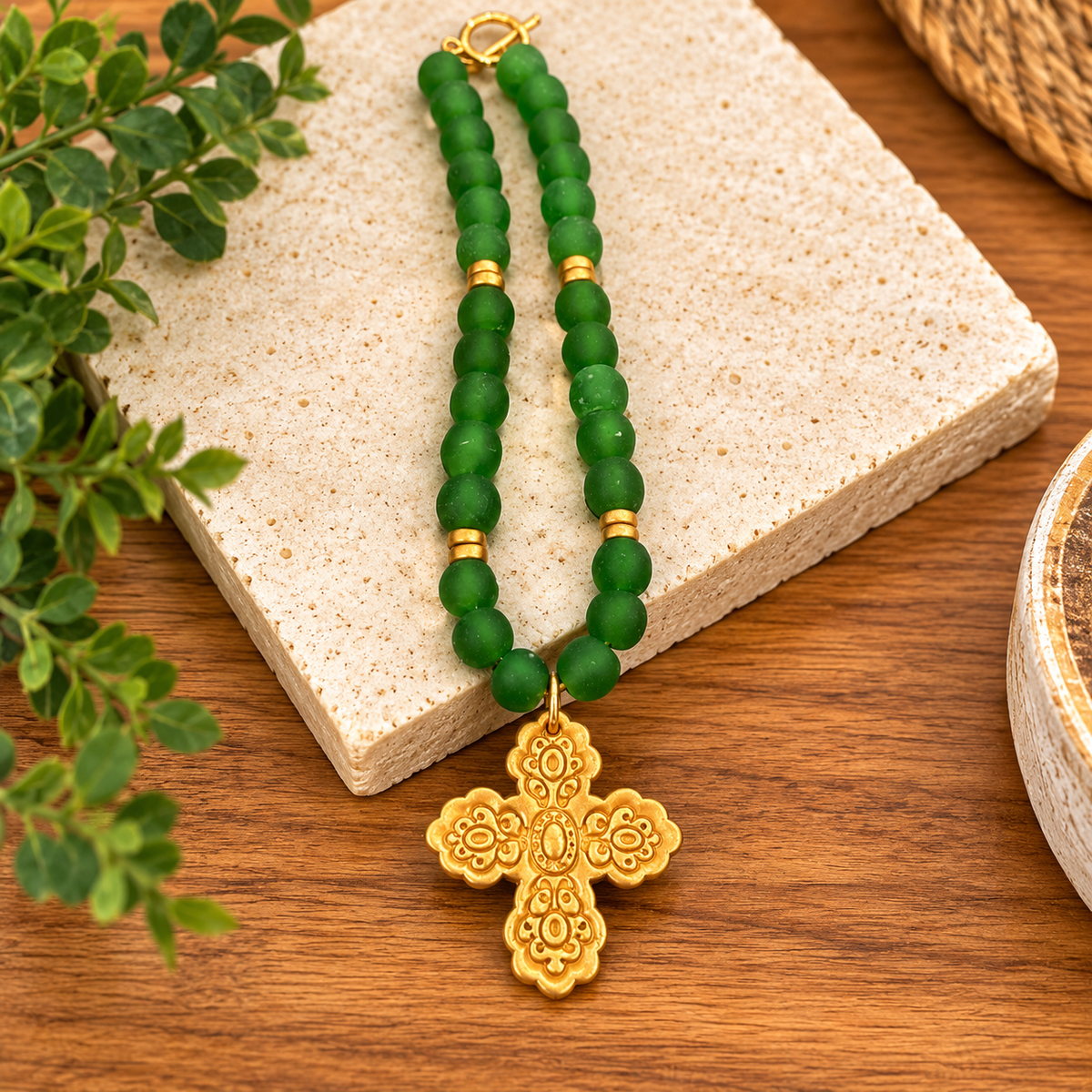 Green Glass Susie Necklace by Hidden Truth
