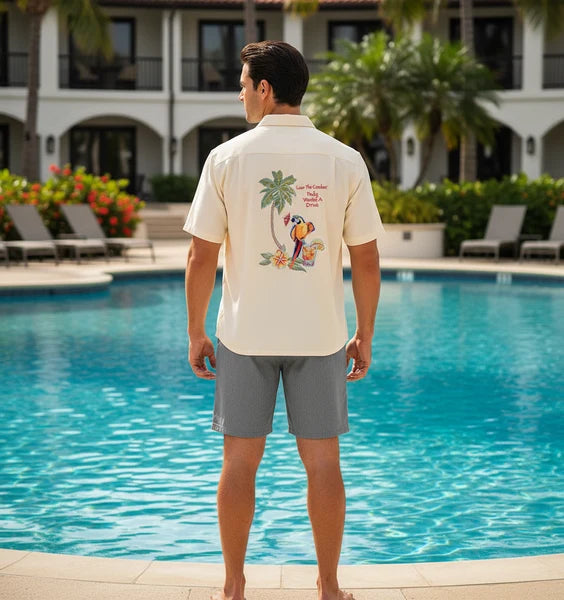 Men's Modal Embroidery Shirt - Polly's Drink