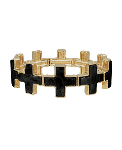 Cross Metal w/ Resin Attached Stretch Bracelet