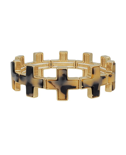 Cross Metal w/ Resin Attached Stretch Bracelet