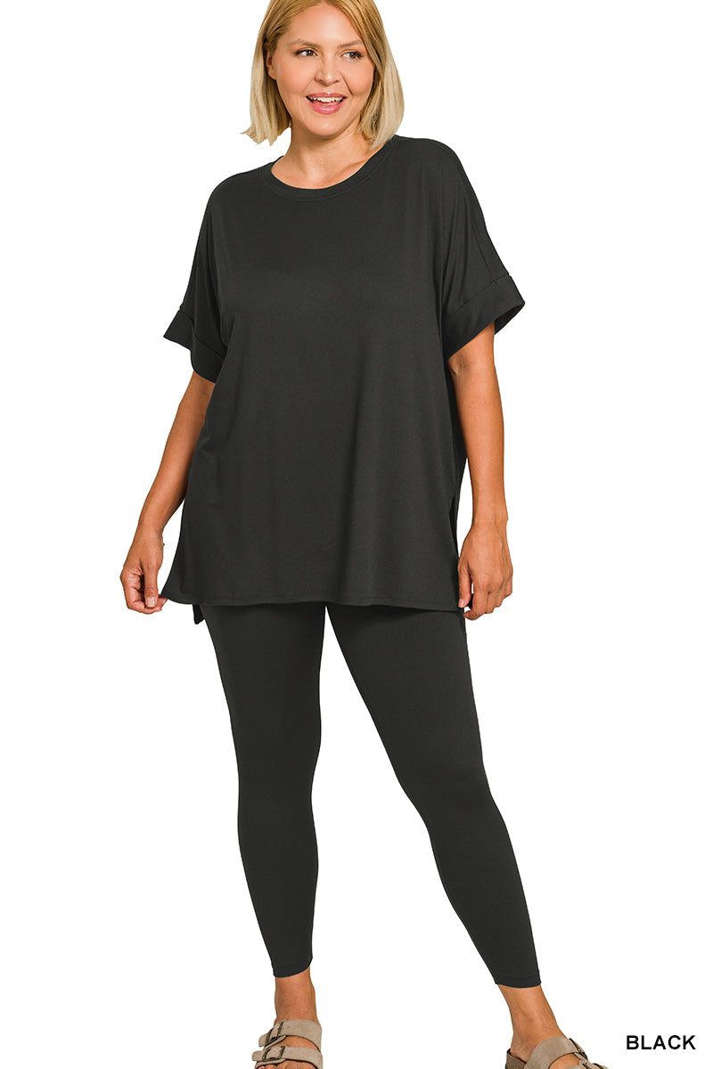 BRUSHED MICROFIBER LOUNGEWEAR SET- Plus- by Zenana