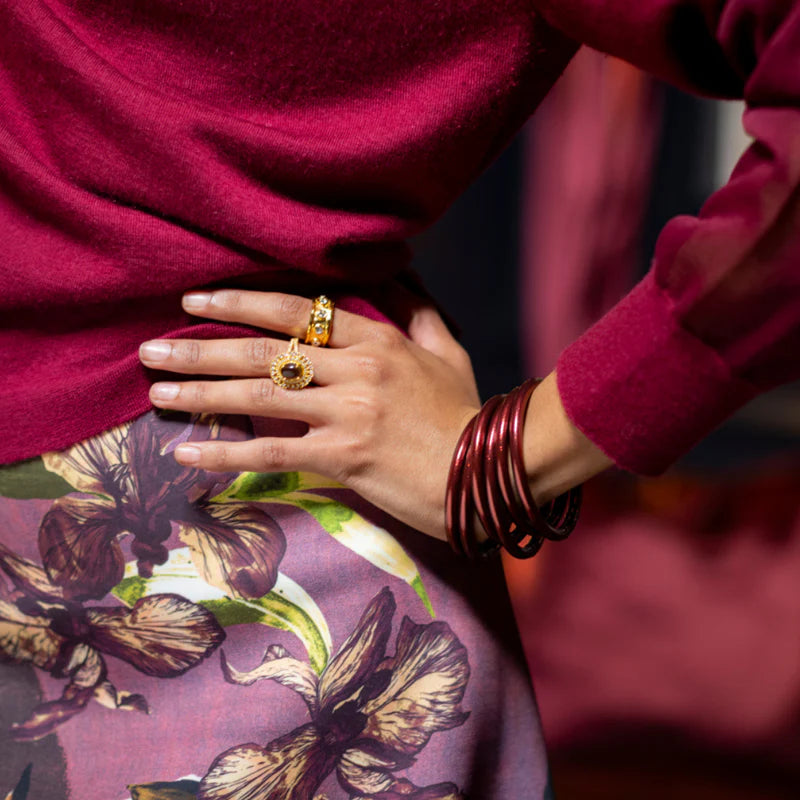 BuDhaGirl Merlot All Weather Bangles (Set of 6) -Medium