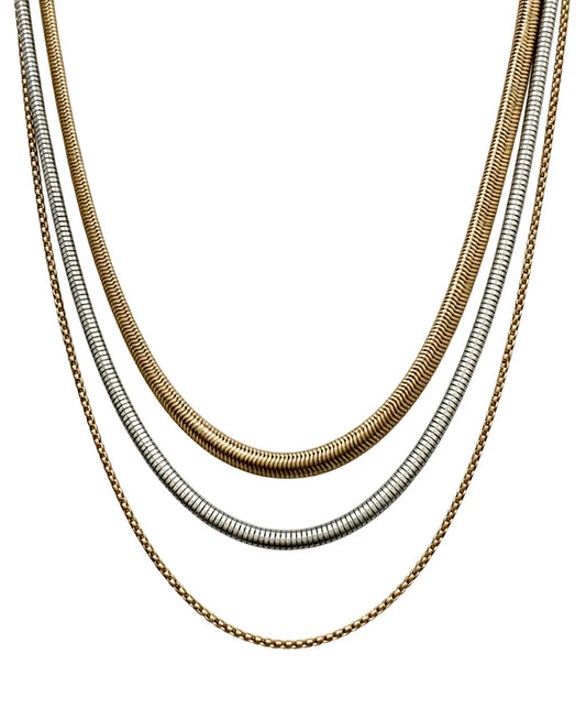 Three Strand Layered Chain Necklace