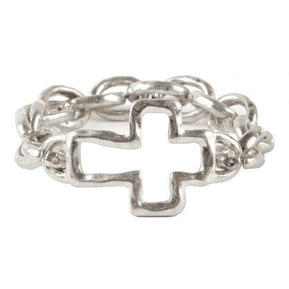 Metal Link Cross Bracelet