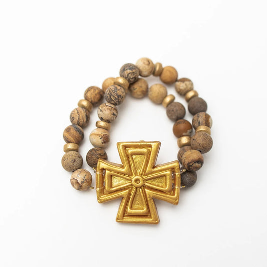 Picture Jasper Double with Anna Cross Bracelet
