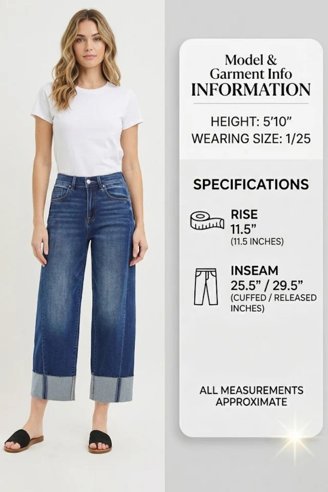 Risen Jeans - Slouchy Crop Barrel Cuffed Jeans (25.5" / 29.5" Inseam)