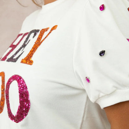 Sequin 'Hey Boo' Halloween Top